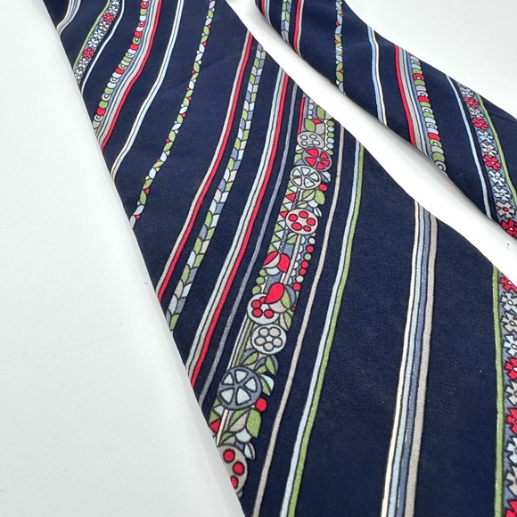 Vintage Pancaldi Blue Geometric Striped Silk Tie - Picture 2 of 10